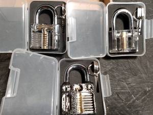 lot 154 image: LOCKSMITH TRAINOR KITS 3 DIFFERENT STYLE LOCKS IN EACH KIT