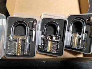 lot 155 image: LOCKSMITH TRAINOR KITS 3 DIFFERENT STYLE LOCKS IN EACH KIT