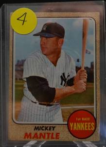 lot 4 image: RARE 1968 Topps MICKEY MANTLE Yankees HOF #280 VG-EX $$$