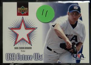 lot 11 image: JERSEY RELIC - 2002 Upper Deck USA Future Watch Jerseys Bob Zimmerman #US-BZ