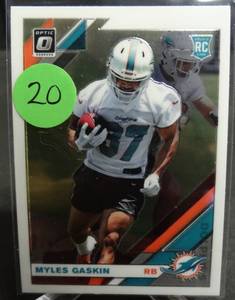 lot 20 image: ROOKIE - 2019 DONRUSS OPTIC MYLES GASKIN ROOKIE Base RC #131 Miami Dolphins