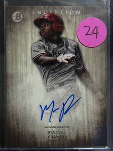 lot 24 image: ROOKIE AUTOGRAPH - Maikel Franco  2014 Bowman Inception Auto Prospect Autograph #PA-MF Phillies