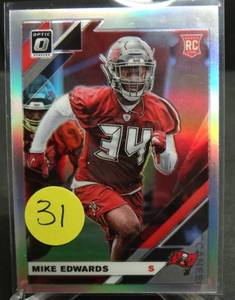 lot 31 image: ROOKIE - Mike Edwards 2019 Donruss Optic Football - RC SILVER #136 Tampa Bay Buccaneers