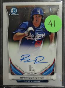 lot 41 image: AUTOGRAPHED - 2014 Bowman Chrome Brandon Dixon 1st Bowman Auto #BCAP-BD Dodgers Card