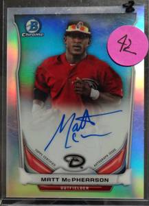 lot 42 image: LIMITED (445500) - Matt McPhearson Auto First Year 2014 Bowman Chrome Prospects Refractor 500