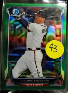 lot 43 image: RARE LIMITED (4475) - FREDDIE FREEMAN 2014 BOWMAN GREEN 75 -BRAVES