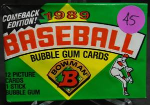 lot 45 image: 1989 Bowman Baseball Cards - Unopened Wax Pack - wGum -  GriffeySheffield RC