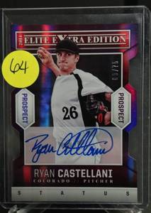 lot 64 image: RARE LIMITED AUTOGRAPH (6975) - 2014 Panini Elite Extra Edition Prospects 75 Ryan Castellani #92 Auto