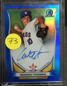 lot 73 image: LIMITED AUTOGRAPH (44150) - 2014 BOWMAN CHROME ANDREW THURMAN AUTO Blue Refractor 150 Astros BCAP-ATH