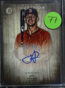 lot 77 image: AUTOGRAPHED PROSPECT - 2014 Bowman Inception Prospect Jon Denney #PA-JD Auto