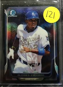 lot 121 image: 2014 Bowman Chrome Black Static Refractors #207 Alcides Escobar Card