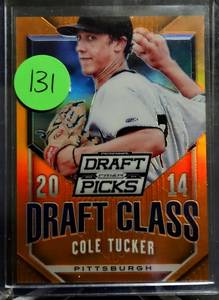 lot 131 image: RARE LIMITED (4660) - 2014 Panini Prizm Perennial Draft Picks Class Orange Prizms 60 Cole Tucker #22
