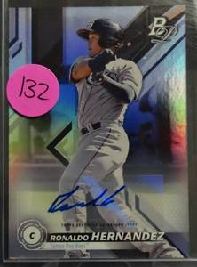 lot 132 image: AUTOGRAPHED PROSPECT - 2019 Bowman Platinum Ronaldo Hernandez Top-52 Autograph Tampa Bay Rays Prospect