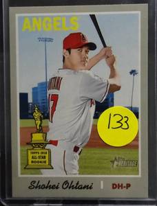 lot 133 image: SHOHEI OHTANI 2019 Topps Heritage #430 High Number SP Short Print LA Angels