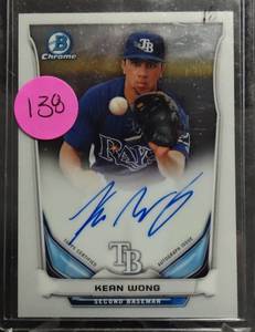 lot 138 image: AUTOGRAPHED - 2014 Bowman Chrome BCAP-KW Kean Wong Autograph (Tampa Bay Rays)