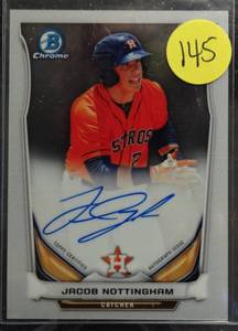lot 145 image: AUTOGRAPHED - 2014 Bowman Chrome Jacob Nottingham Astros On Card Auto