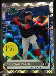 lot 151 image: RATED ROOKIE - 2020 Donruss Christian Pache Rated Prospect #RP-7 Rapture SP Braves RC 