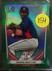lot 154 image: LIMITED (5175) - 2014 Bowman Chrome Prospects Green Refractor 75 Akeem Bostick #BCP6