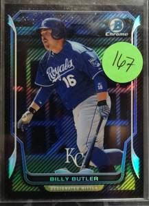 lot 167 image: EXTREMELY LIMITED (0210) - 2010 Bowman Chrome BLACK WAVE Refractors #69 Billy Butler Royals NM-MT