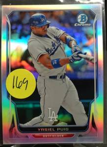 lot 169 image: LIMITED (43500) - 2014 Bowman Chrome Refractor 500 Yasiel Puig #159