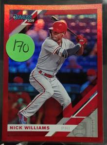 lot 170 image: 2019 Donruss  Nick Williams Red Foil Parallel Philadelphia Phillies SP