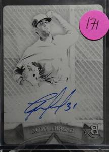lot 171 image: ULTIMATE RARE 1 OF 1 - 2014 BOWMAN PLATINUM ACTUAL BLACK PRINTING PLATE AUTOGRAPHED GABRIEL YNOA #AP-GY