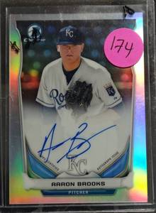 lot 174 image: LIMITED (398500) - 2014 Bowman Chrome Aaron Brooks RC Refractor Auto 500