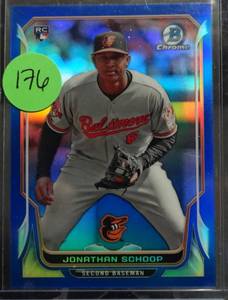 lot 176 image: LIMITED (200250) - 2014 Bowman Chrome Blue Refractor 250 Jonathan Schoop #7 Rookie