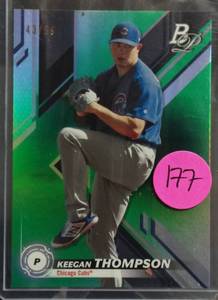 lot 177 image: RARE LIMITED (4399) - 2019 Bowman Platinum Top Prospects Green Refractor 99 Keegan Thompson