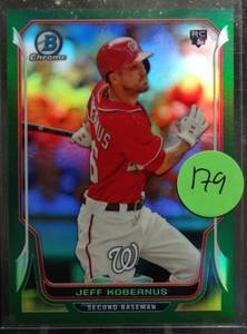 lot 179 image: RARE LIMITED (5275) - 2014 Bowman Chrome Green Refractors #4 Jeff Kobernus 75