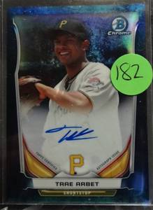 lot 182 image: RARE LIMITED AUTOGRAPH (0399) - 2014 Bowman Chrome Prospects Blue Refractor 250 Elvis Araujo #BCP83