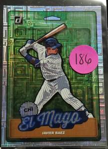 lot 186 image: JAVIER BAEZ 2019 DONRUSS BASEBALL NICKNAMES EL MAGO INSERT CARD #4 CUBS