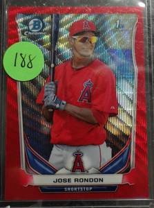 lot 188 image: RARE LIMITED (0325) - 2014 Bowman Chrome Prospects Red Wave Refractor 25 Jose Rondon #BCP15