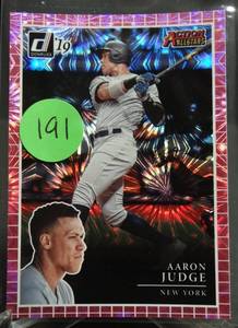 lot 191 image: 2019 Panini Donruss #AA2 Aaron Judge Action All-Stars  Mint Pink Fireworks