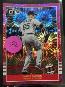lot 192 image: 2019 DONRUSS PINK FIREWORKS JAMES PAXTON YANKEES HIGHLIGHTS PARALLELS