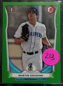 lot 213 image: RARE ROOKIE LIMITED (7575) - 2014 Bowman Draft Chrome Austin Cousino Green DP82- RC Seattle 75