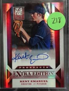 lot 218 image: LIMITED AUTOGRAPH (599670) - 2013 Elite Extra Edition #198 Kent Emanuel AU 670 AUTO HOUSTON ASTROS