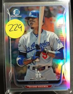 lot 229 image: LIMITED (450500) - 2014 Bowman Chrome Refractor #205 Dee Gordon 500 Los Angeles Dodgers
