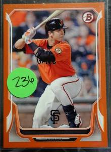lot 236 image: LIMITED (235250) - 2016 BOWMAN CHROME ORANGE REFRACTOR BUSTER POSEY GIANTS #146