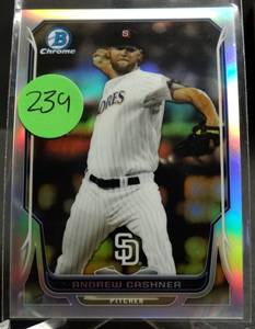 lot 239 image: LIMITED (013500) - 2014 Bowman Chrome Andrew Cashner Refractor Card #66 #d 500 Padres
