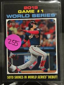 lot 255 image: 2020 TOPPS HERITAGE (#327) - WORLD SERIES - SOTO SHINES IN WORLD SERIES