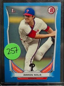 lot 257 image: LIMITED (34399) - 2014 Bowman Draft Chrome Blue Refractors 399 Aaron Nola #CDP4