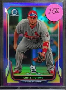 lot 258 image: LIMITED (66150) - 2014 Bowman Chrome Purple Refractors #82 Matt Adams 150