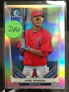 lot 266 image: LIMITED (202500) - 2014 Bowman Chrome Prospects Refractor 500 Jose Rondon #BCP15