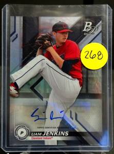lot 268 image: AUTOGRAPHED - 2019 Bowman Platinum Liam Jenkins Auto TOP-50 - Indians
