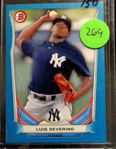 lot 269 image: LIMITED (326399) - 2014 Bowman Blue Parallel LUIS SEVERINO Rookie Card, #CTP-38, 399