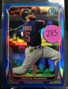 lot 273 image: LIMITED (246250) - 2014 Bowman Chrome Dustin Pedroia #194 Blue Refractor #250