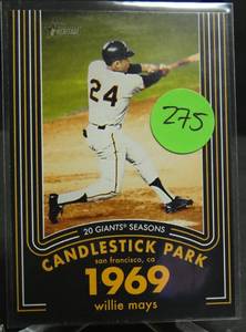 lot 275 image: 2020 Topps Heritage Baseball Willie Mays Candlestick Park 1969 Card #17