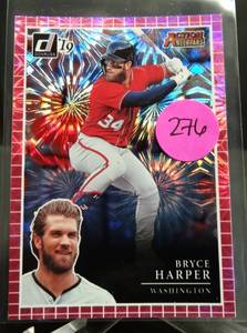 lot 276 image: BRYCE HARPER (NATIONALS) 2019 DONRUSS ACTION ALL-STARS - PINK FIREWORKS CARD