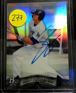 lot 277 image: AUTOGRAPHED ON CARD - 2014 Bowman Platinum Prospects Scott Schebler #AP-SSC Auto